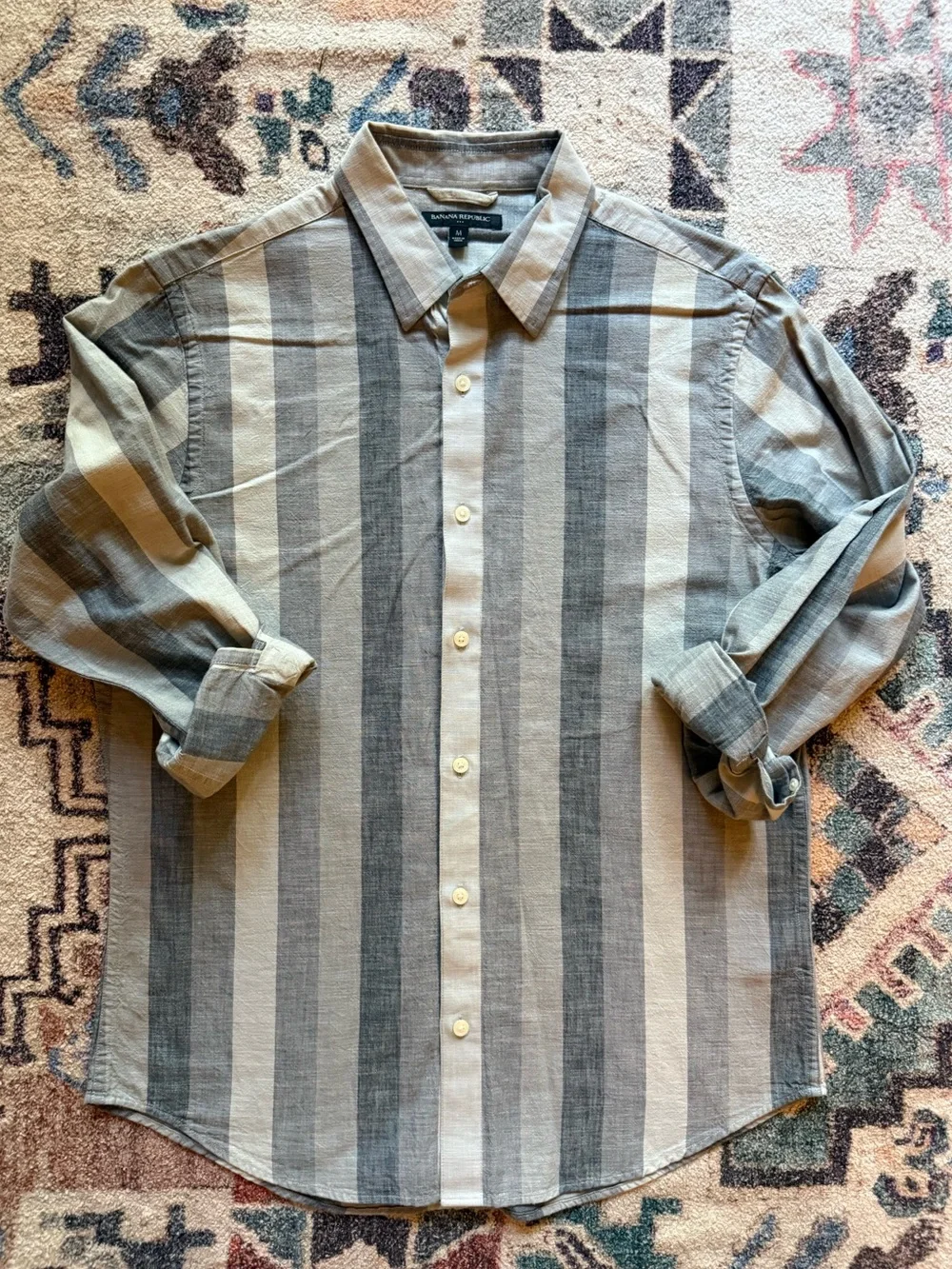 Banana Republic Vertical Stripe Linen Button-Down Shirt